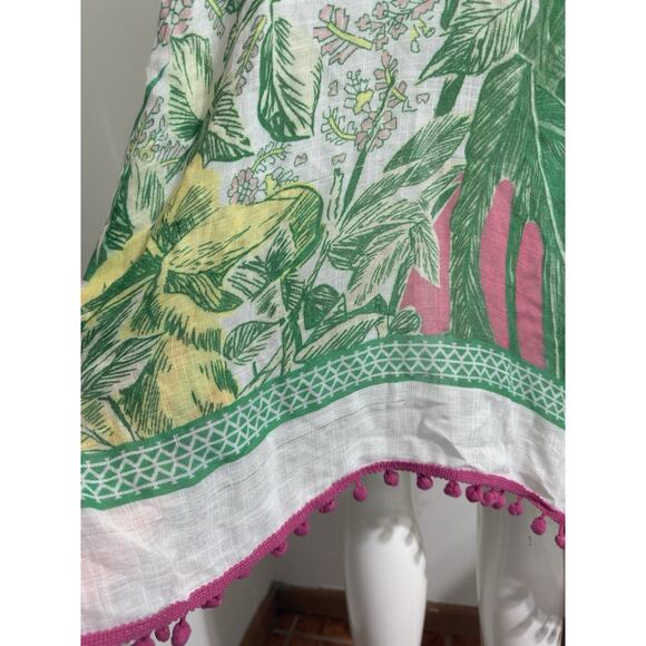 Shiraleah Women’s Floral Viscose Beach Cover-Up with Pom-Pom Trim - Picture 11 of 14